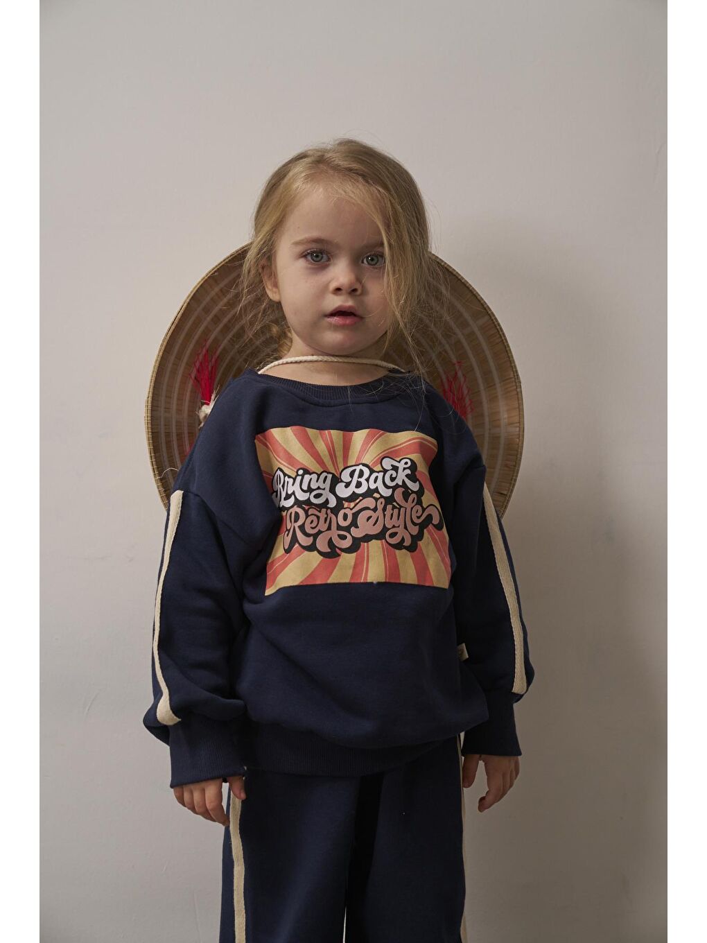 Lacivert Retro Baskılı Çocuk Alt Üst Takım-1