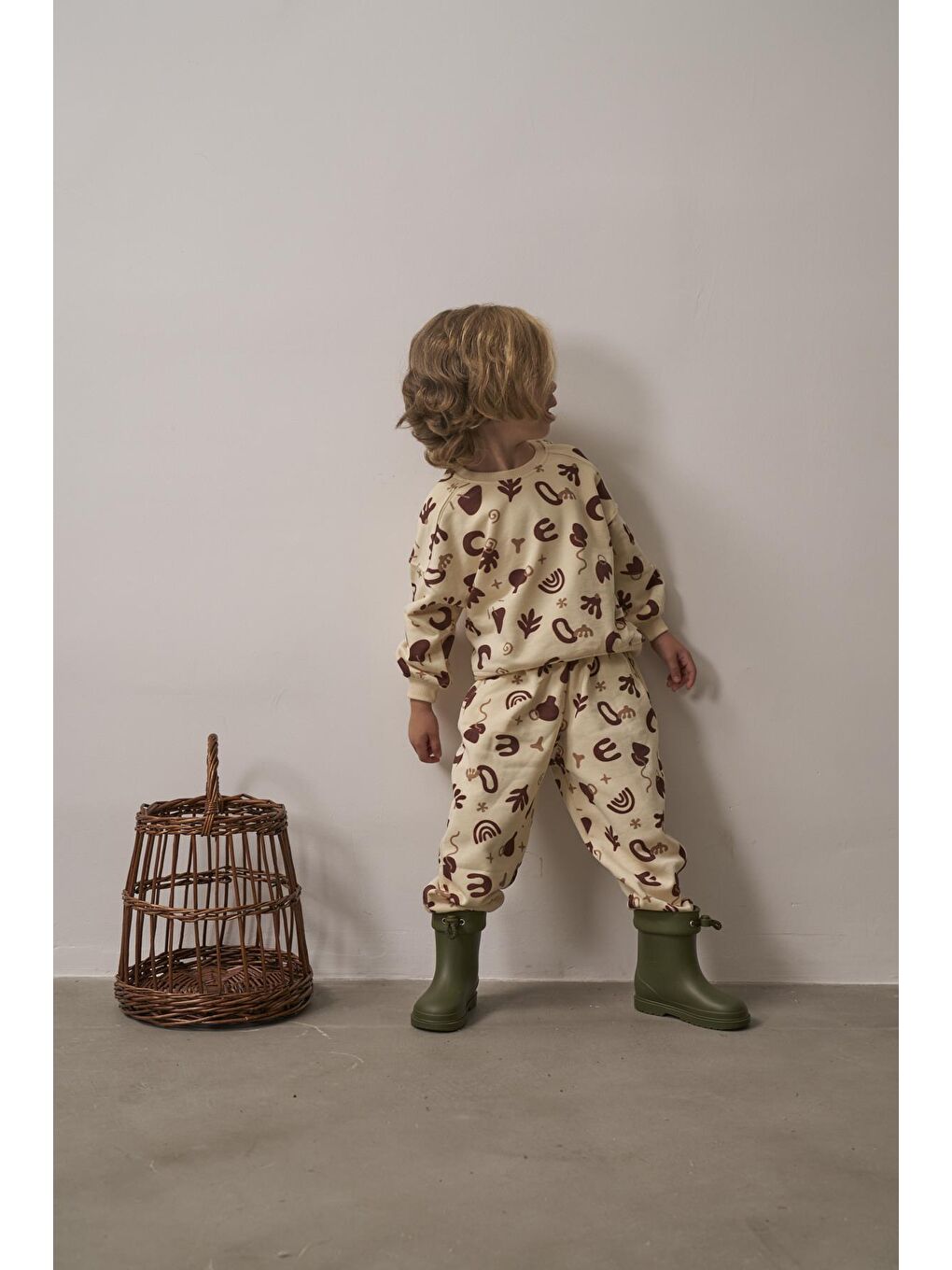 Ekru Boho Wave Çocuk Alt Üst Takım