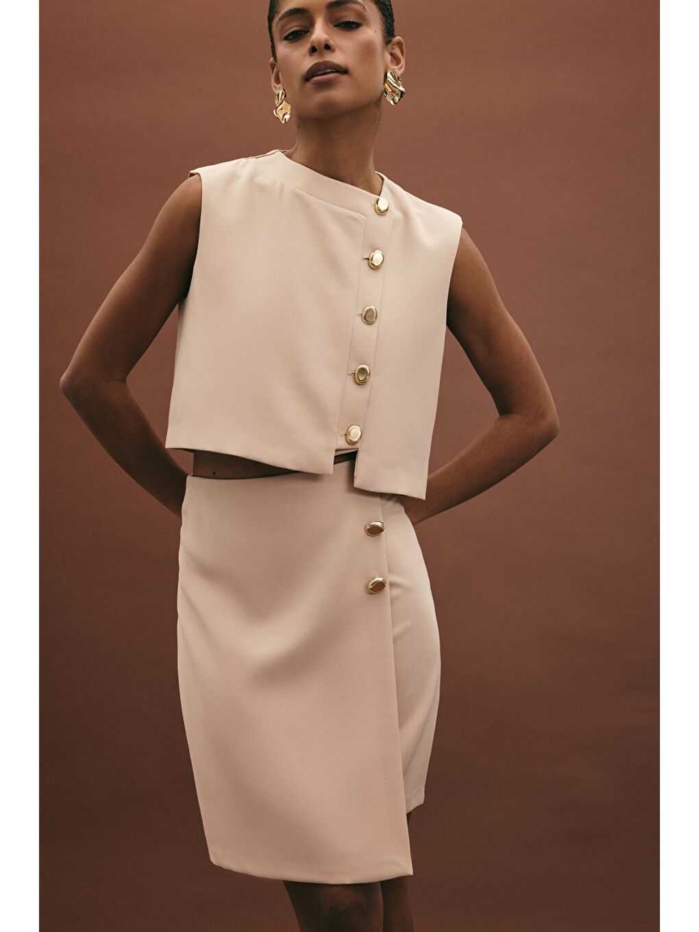 Lucy Mini Etek - Bej-3