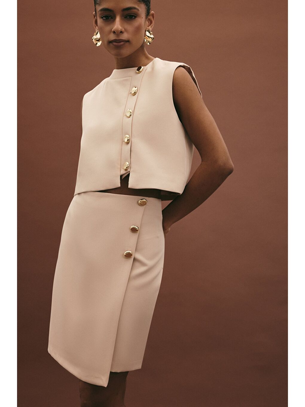 Lucy Mini Etek - Bej-4