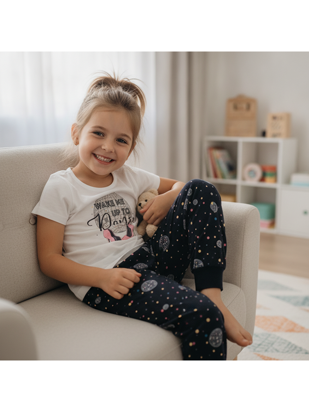 Çocuk Baskılı Beyaz Renk 2'li Takım Cb1050
