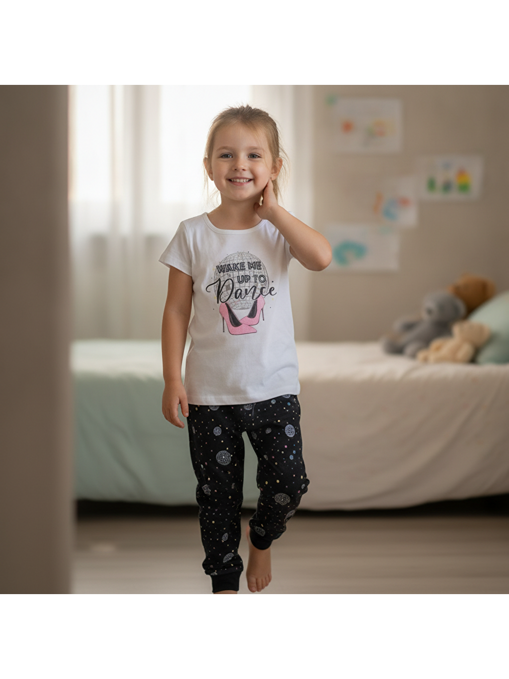 Çocuk Baskılı Beyaz Renk 2'li Takım Cb1050-1