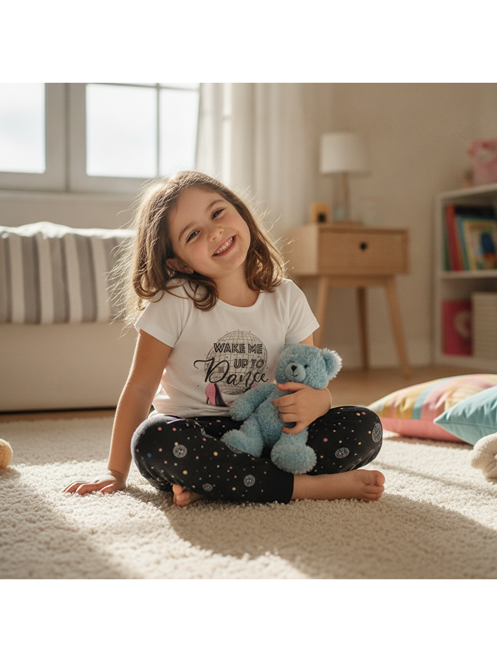 Çocuk Baskılı Beyaz Renk 2'li Takım Cb1050-2