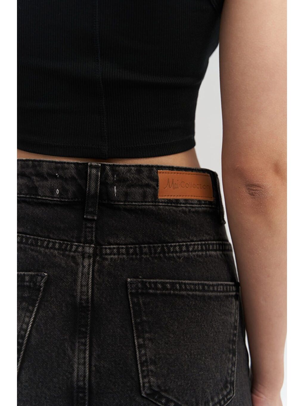 Matteau Püskül Detay Siyah Jean Etek-6