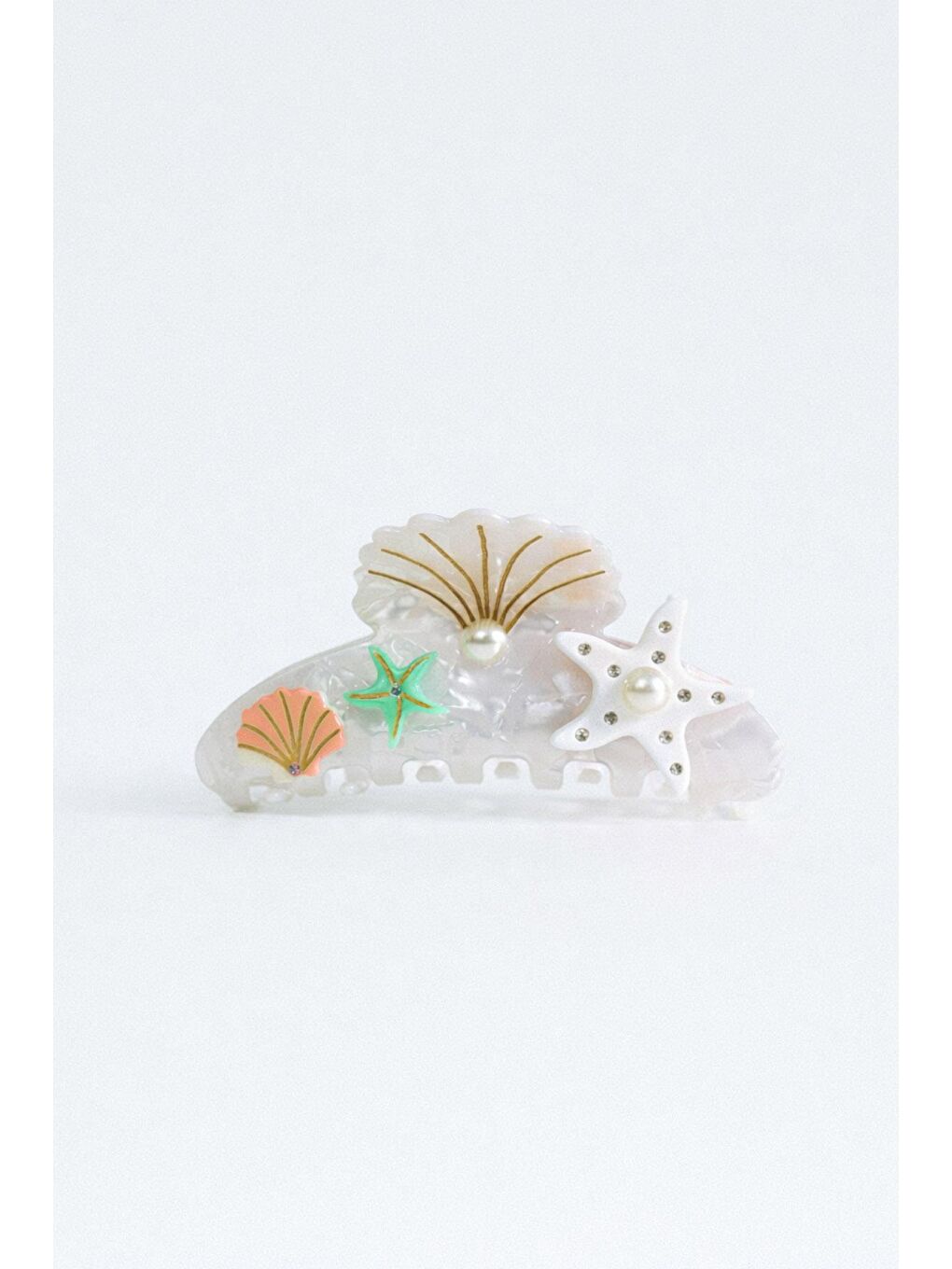 Beyaz Deniz Figürlü Lüks Asetat Mandal Toka