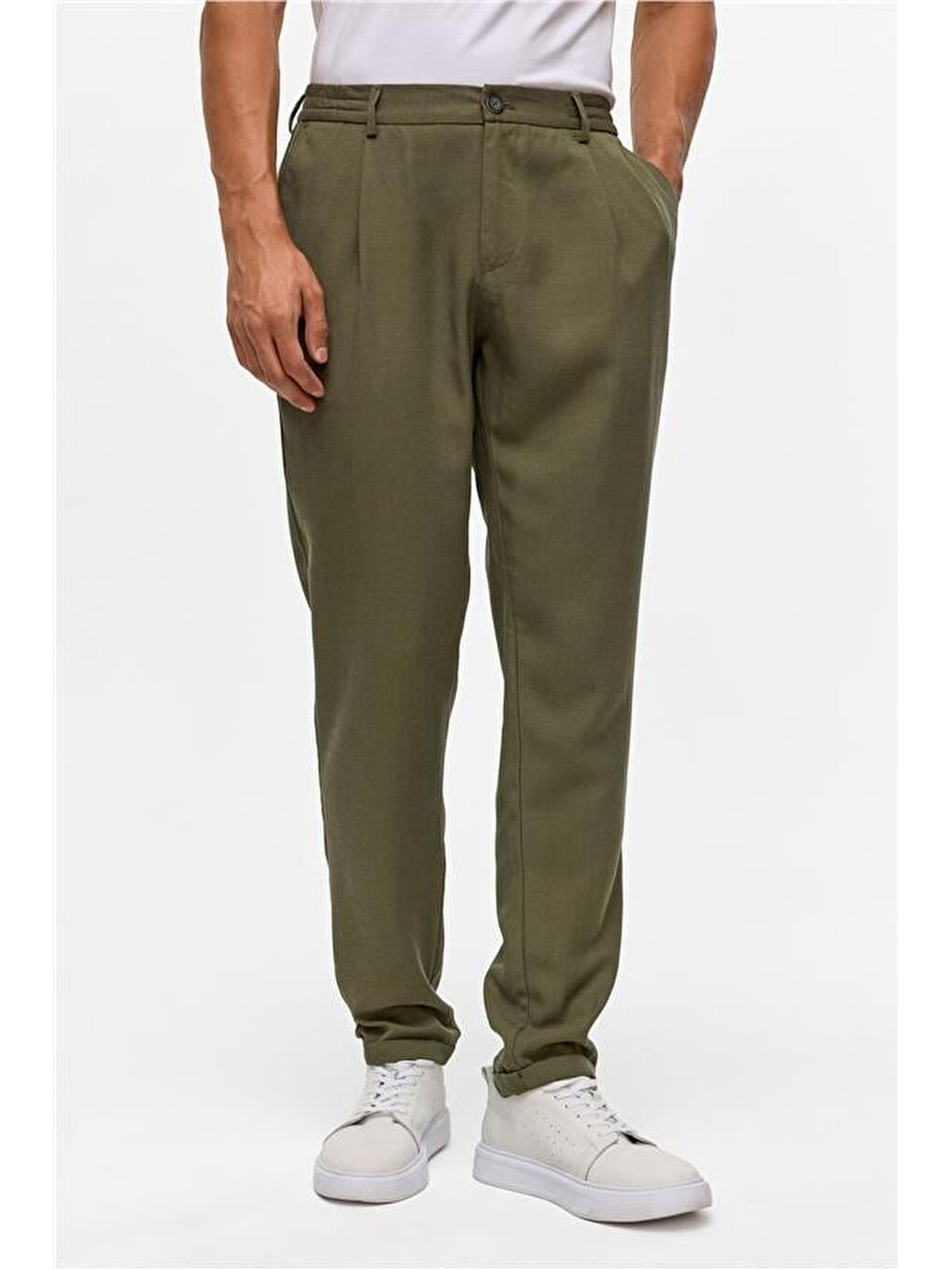 Koyu Haki Slim Armürlü Jogger Pantolon-1