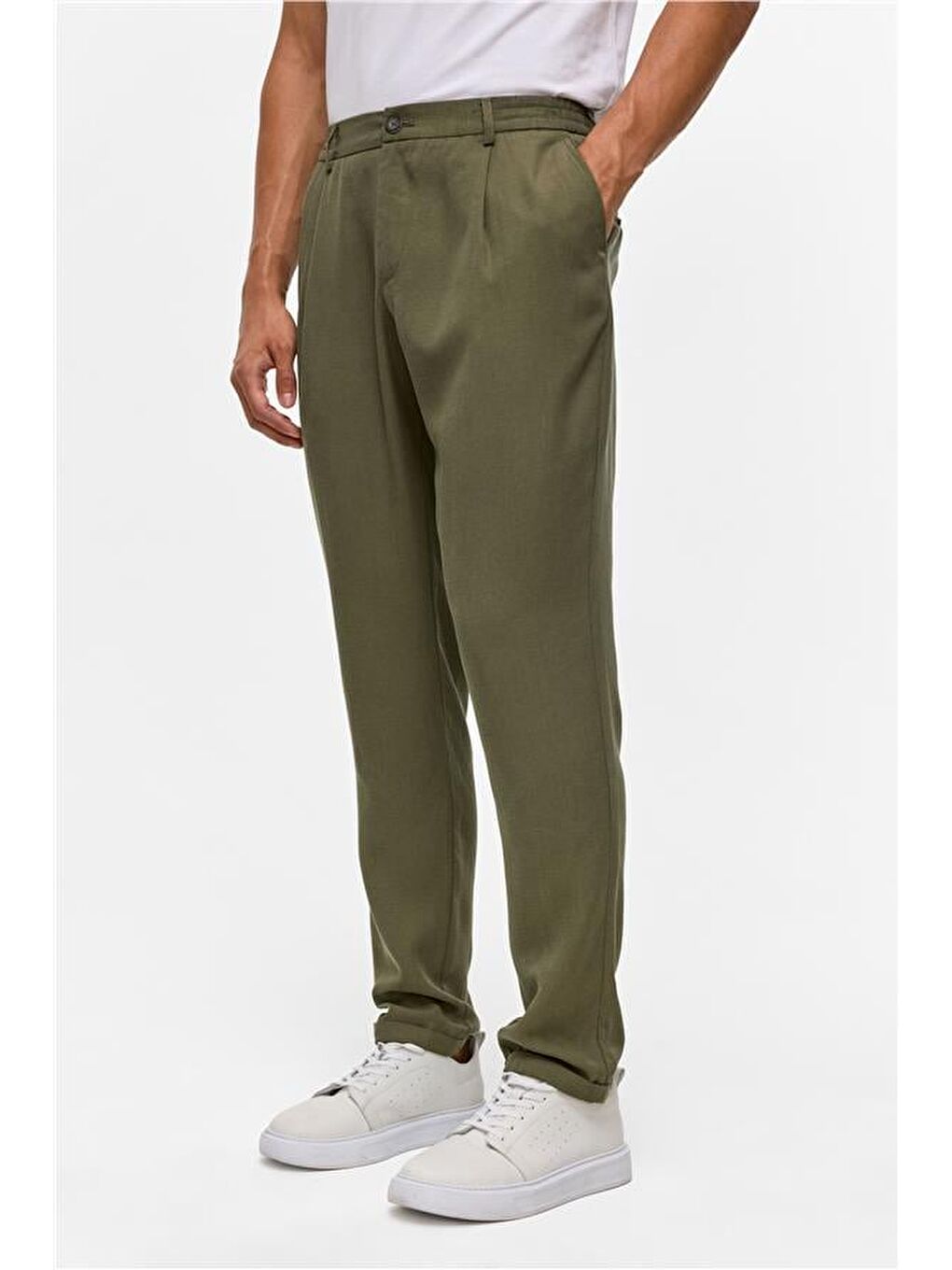 Koyu Haki Slim Armürlü Jogger Pantolon-2