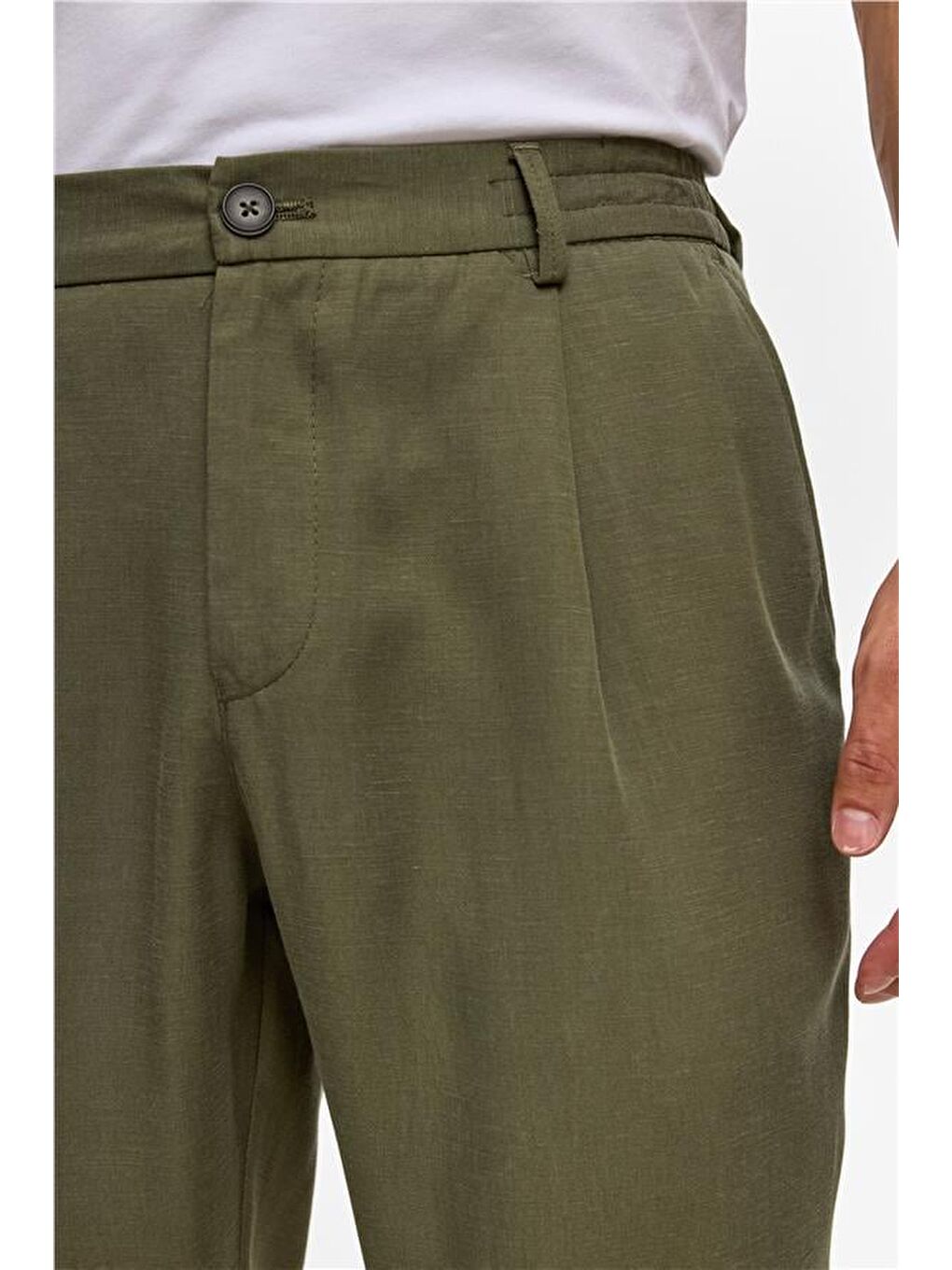 Koyu Haki Slim Armürlü Jogger Pantolon-3