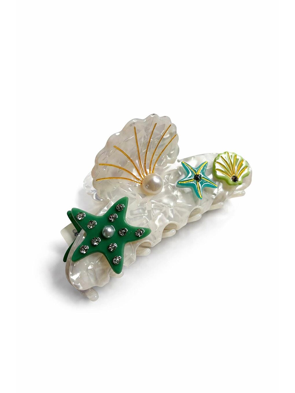 Yeşil Deniz Figürlü Lüks Asetat Mandal Toka