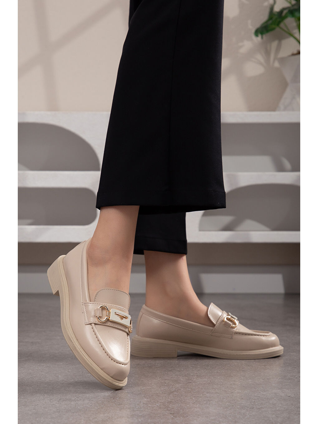 Bej D705 Günlük Ortopedik Kadın Loafer Ayakkabı-3