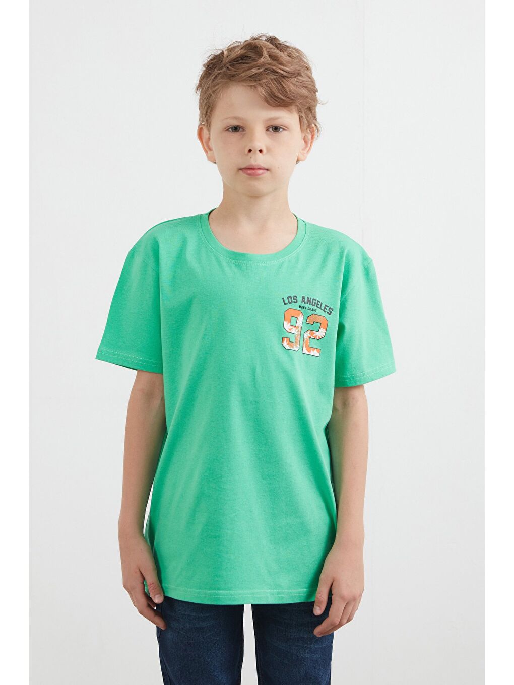 Yeşil Önü Ve Arkası 92 Baskılı Erkek Çocuk Tişört-1