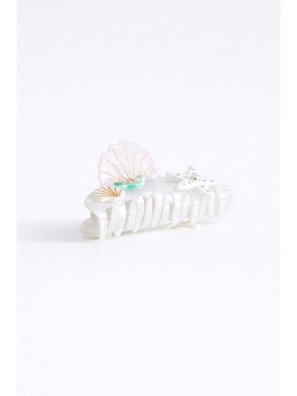 Beyaz Deniz Figürlü Lüks Asetat Mandal Toka-1