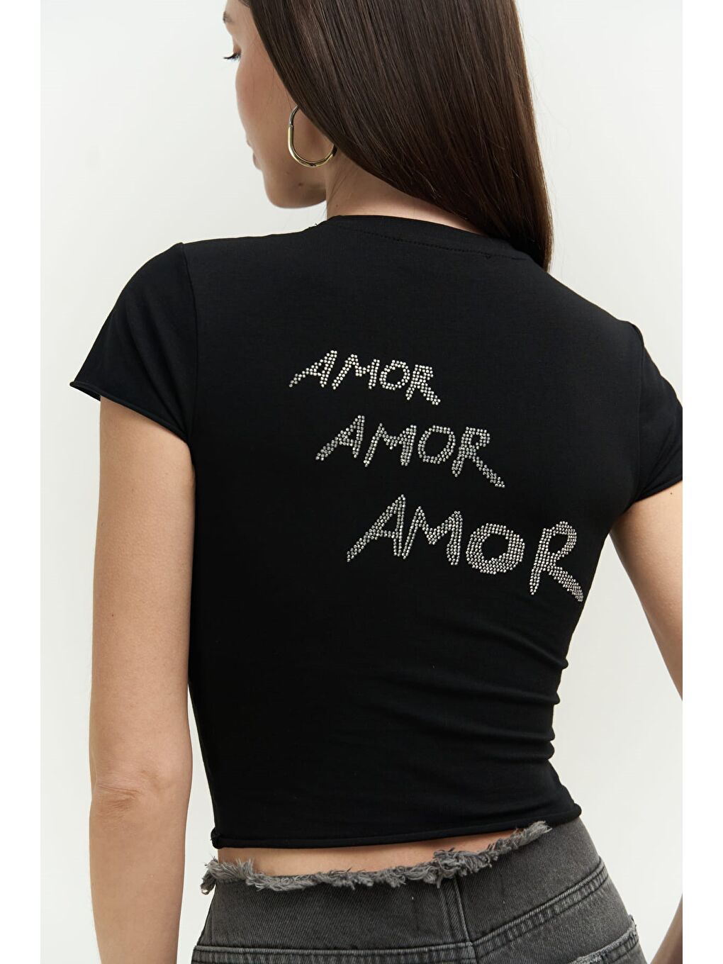 Mai Collection Siyah El Amor Siyah Penye Crop - 3