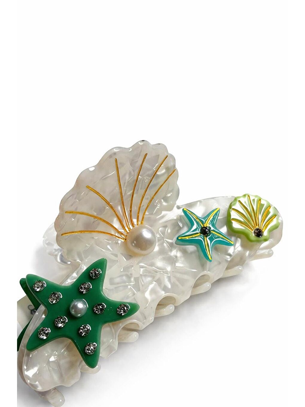 Yeşil Deniz Figürlü Lüks Asetat Mandal Toka-1