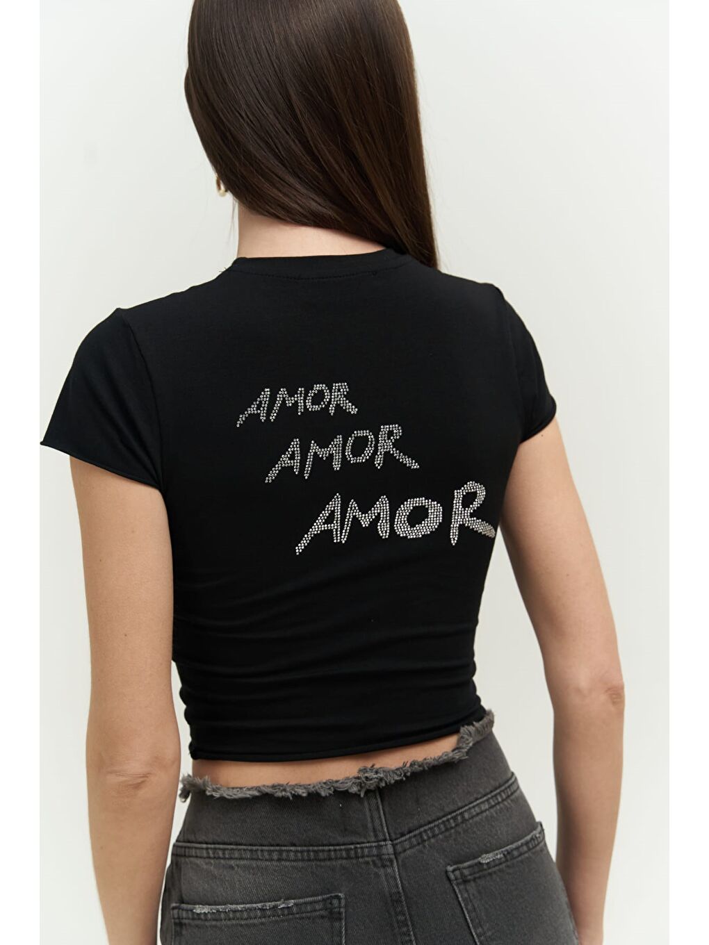 Mai Collection Siyah El Amor Siyah Penye Crop - 6