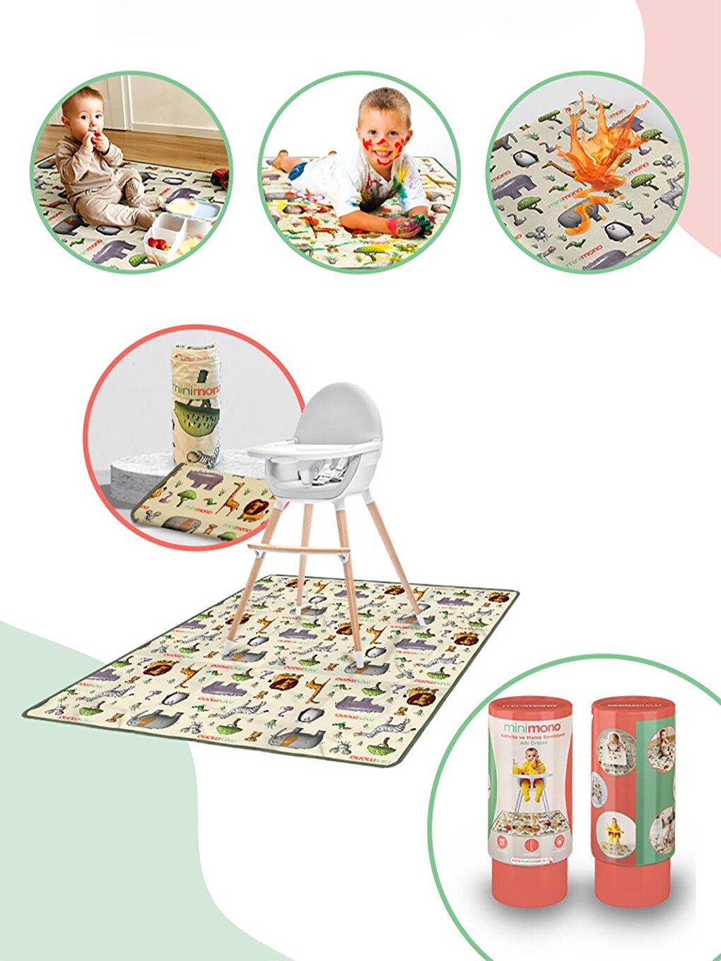 Mama Sandalyesi Altı Ve Aktivite Bakım Örtüsü 145x120cm - Standart-1