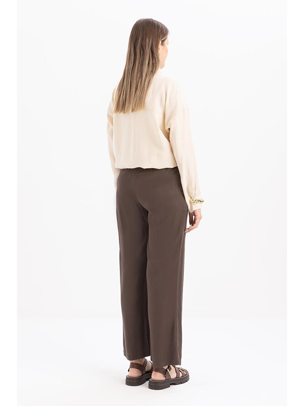Kahverengi Kahve-Beli Lastikli Pantolon-3
