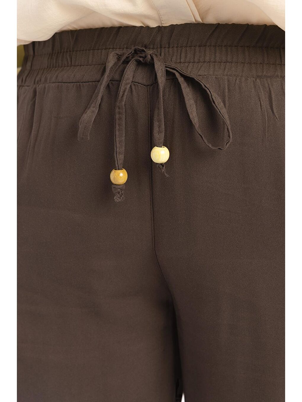 Kahverengi Kahve-Beli Lastikli Pantolon-4