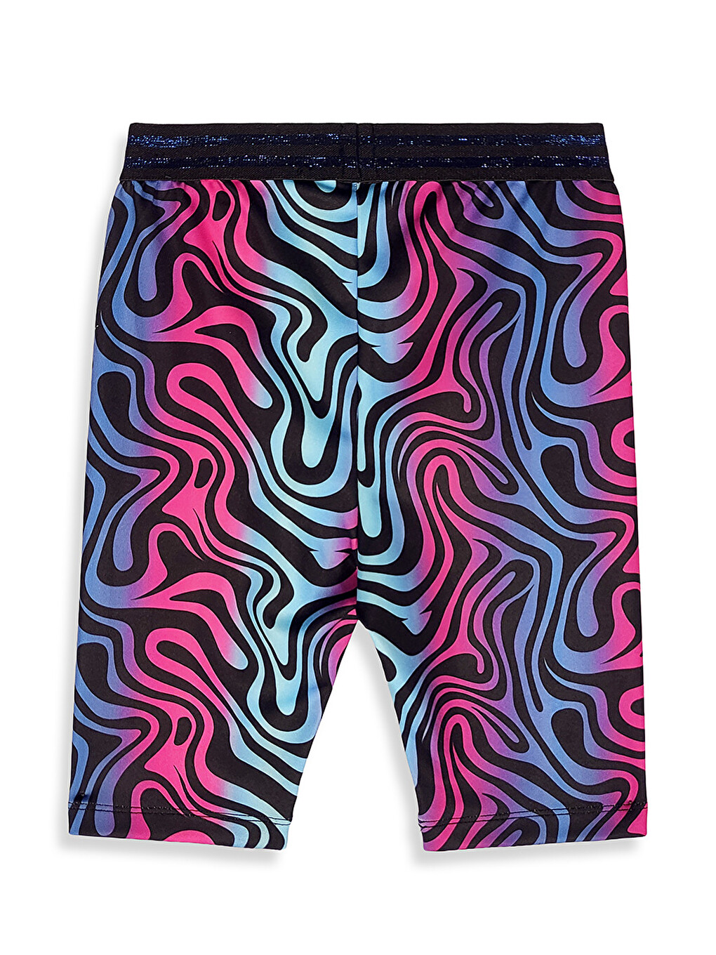 Siyah Renkli Zebra Crop Top Kız Çocuk Spor Tayt Takım-5