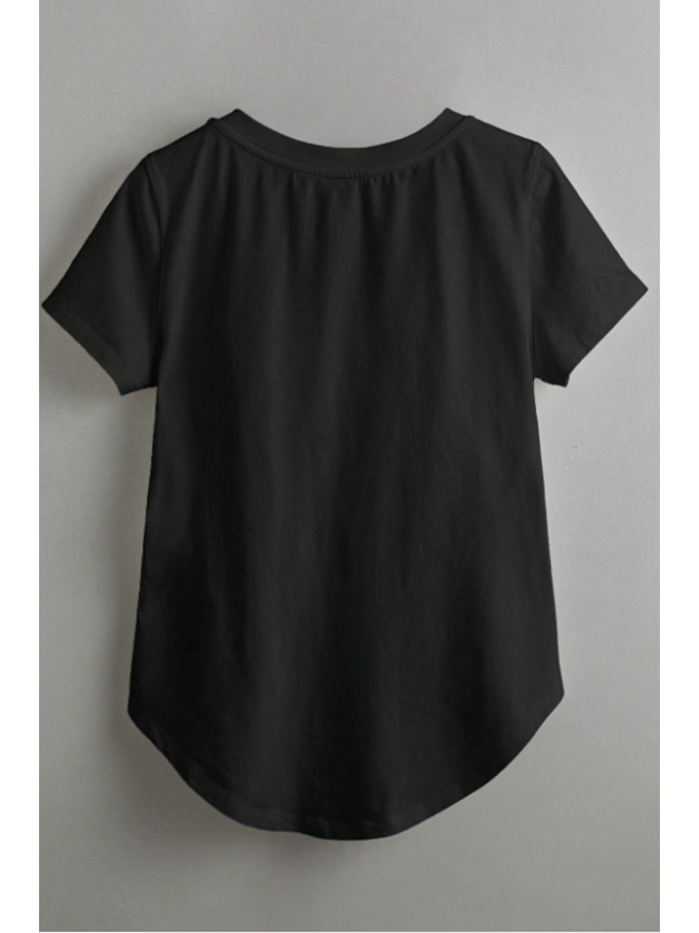 Kadın V Yaka Siyah Basic Tişört | Pamuklu Kısa Kollu Günlük T-Shir-4