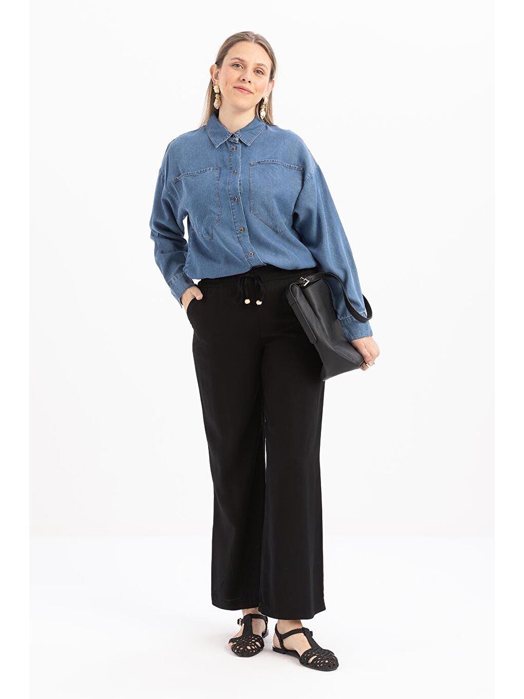 Siyah-Beli Lastikli Pantolon-1