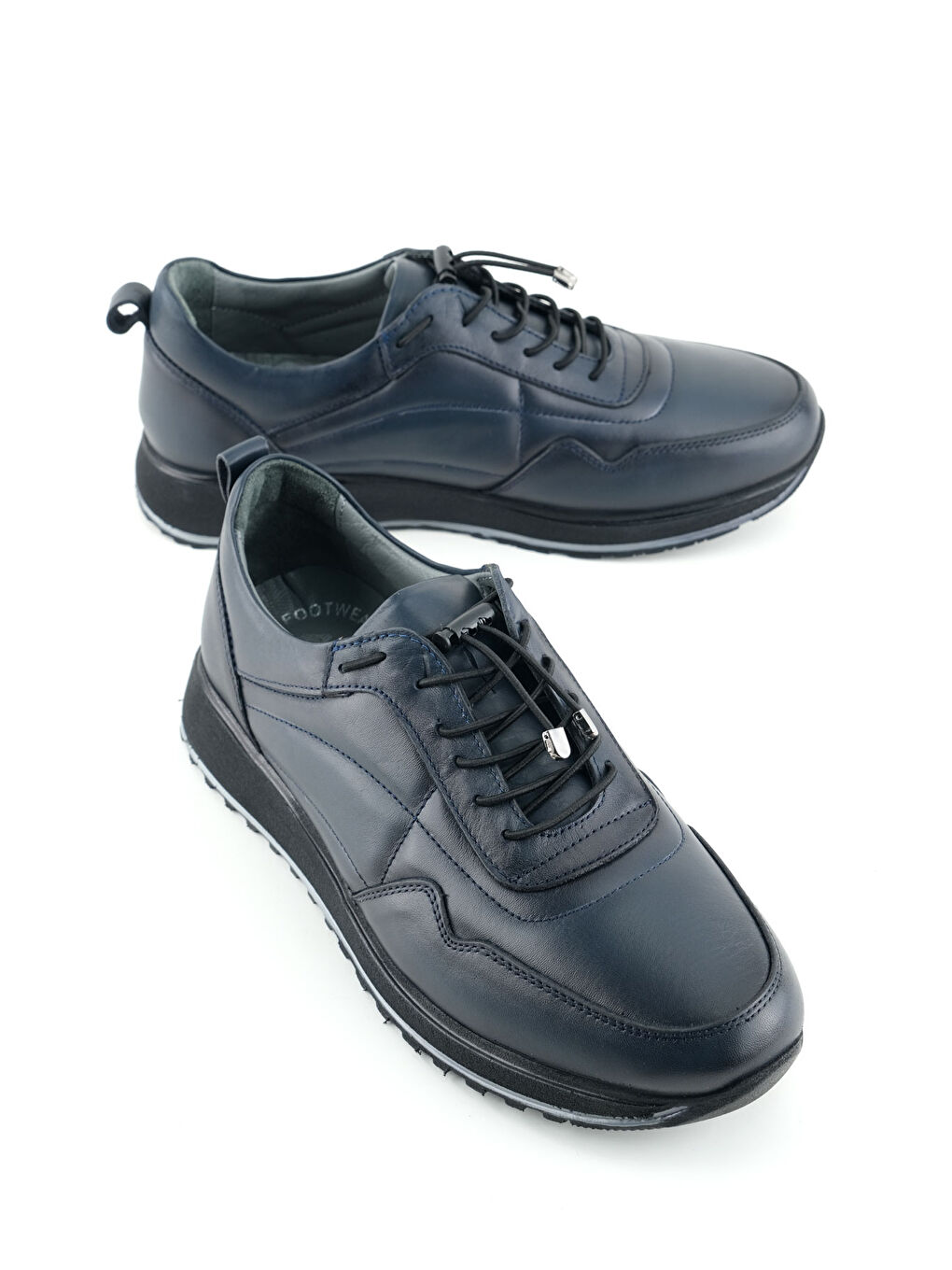 Lacivert Erkek İç Dış Hakiki Deri Ortopedik Rahat Taban Bağcıklı Ayarlanabilir Günlük Spor Ayakkabı
