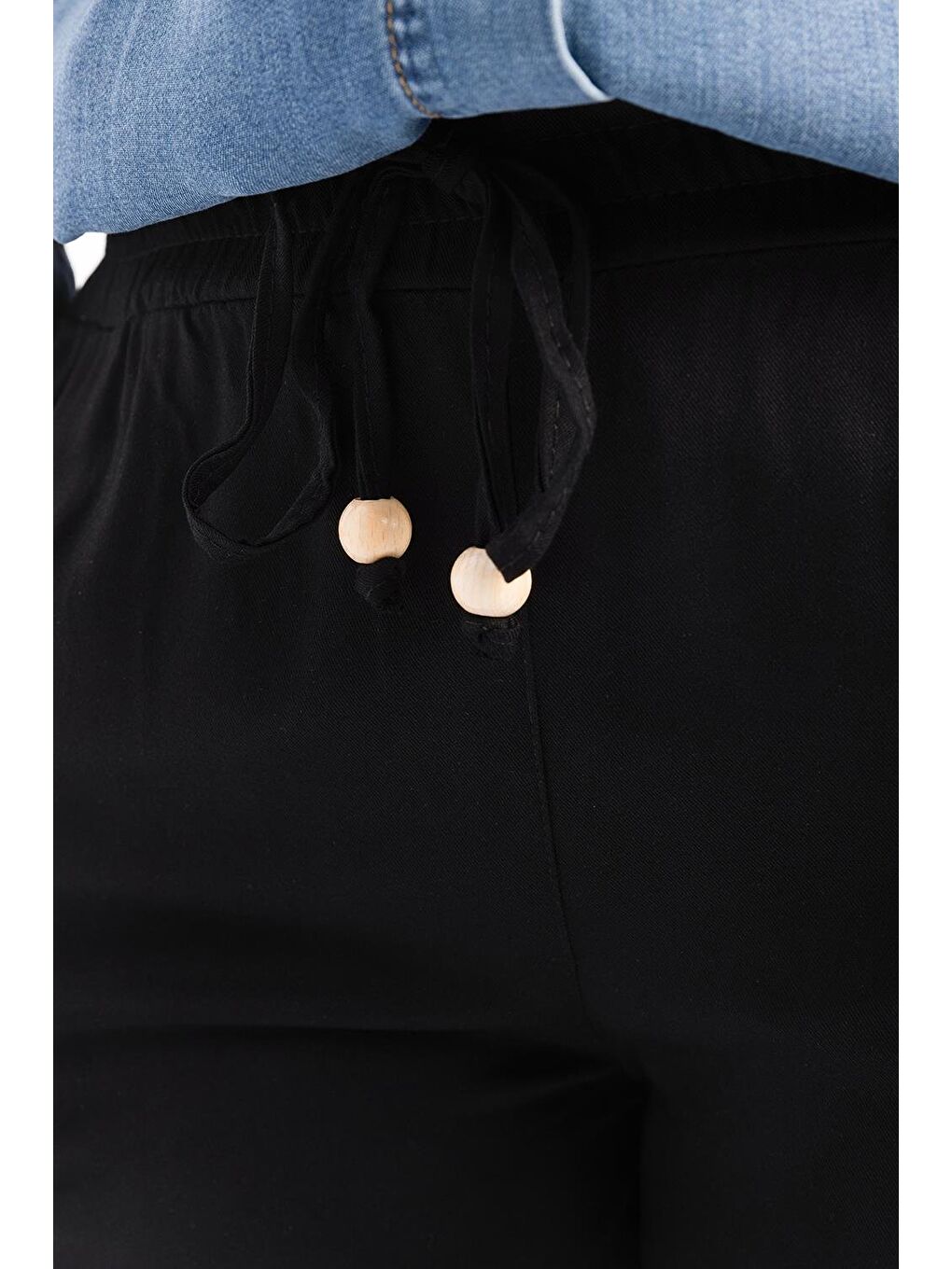 Siyah-Beli Lastikli Pantolon-4