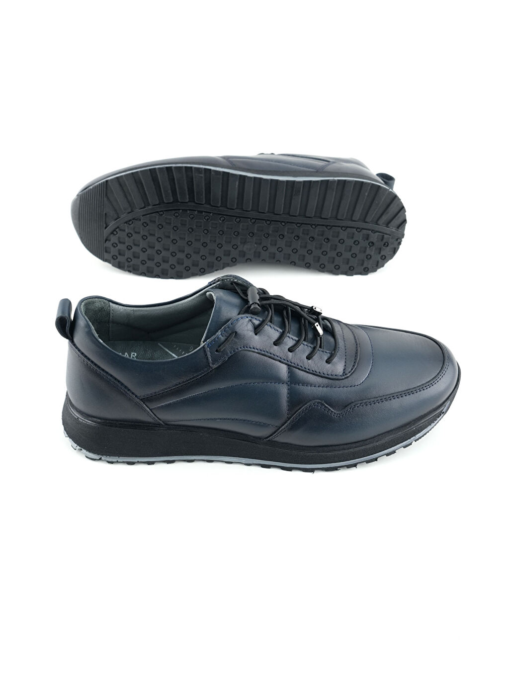 Lacivert Erkek İç Dış Hakiki Deri Ortopedik Rahat Taban Bağcıklı Ayarlanabilir Günlük Spor Ayakkabı-4