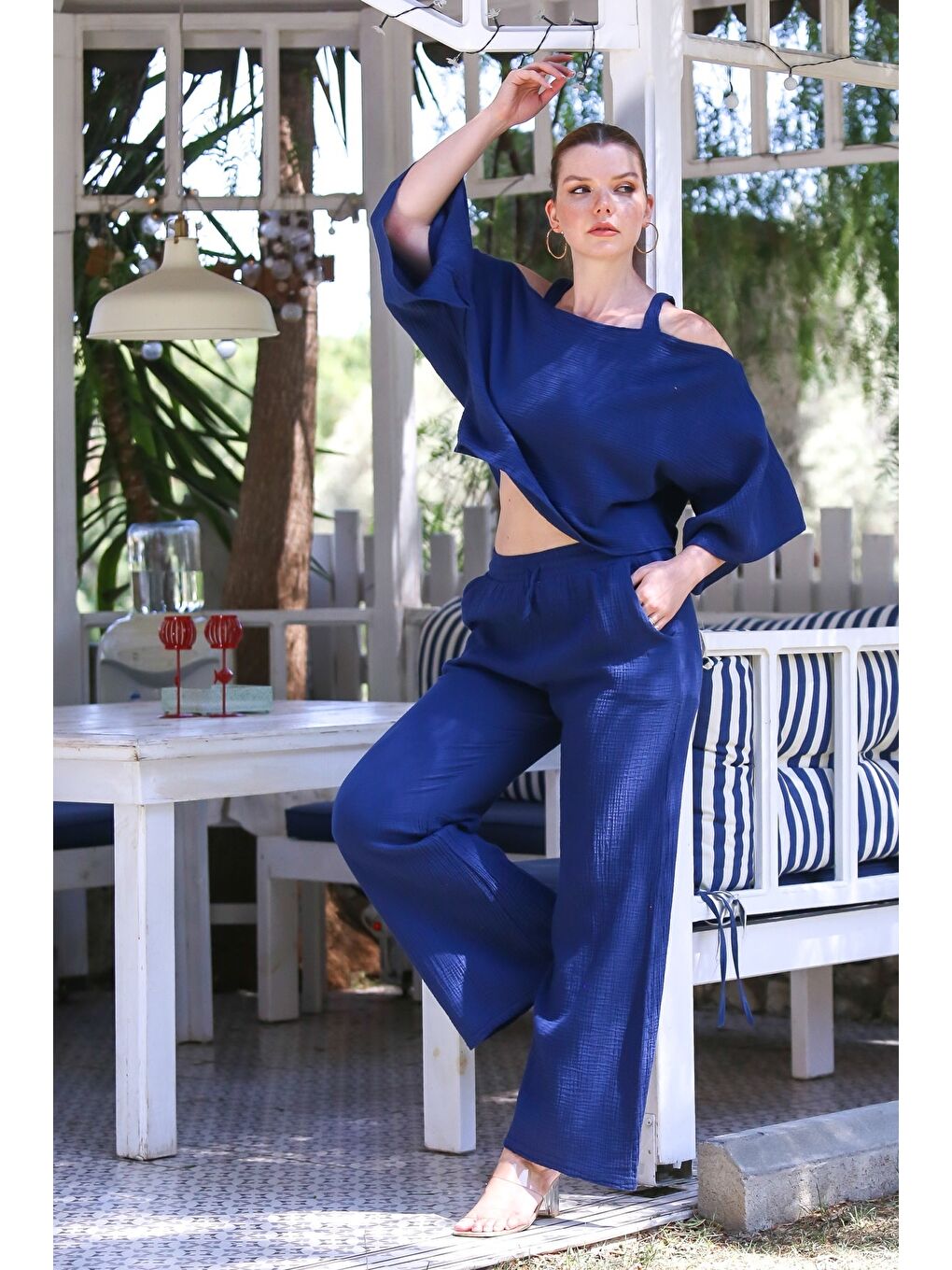 Organik Sertifikalı Pamuk Lacivert Casual Dokuma Alt Üst Takım 50-110 70-65