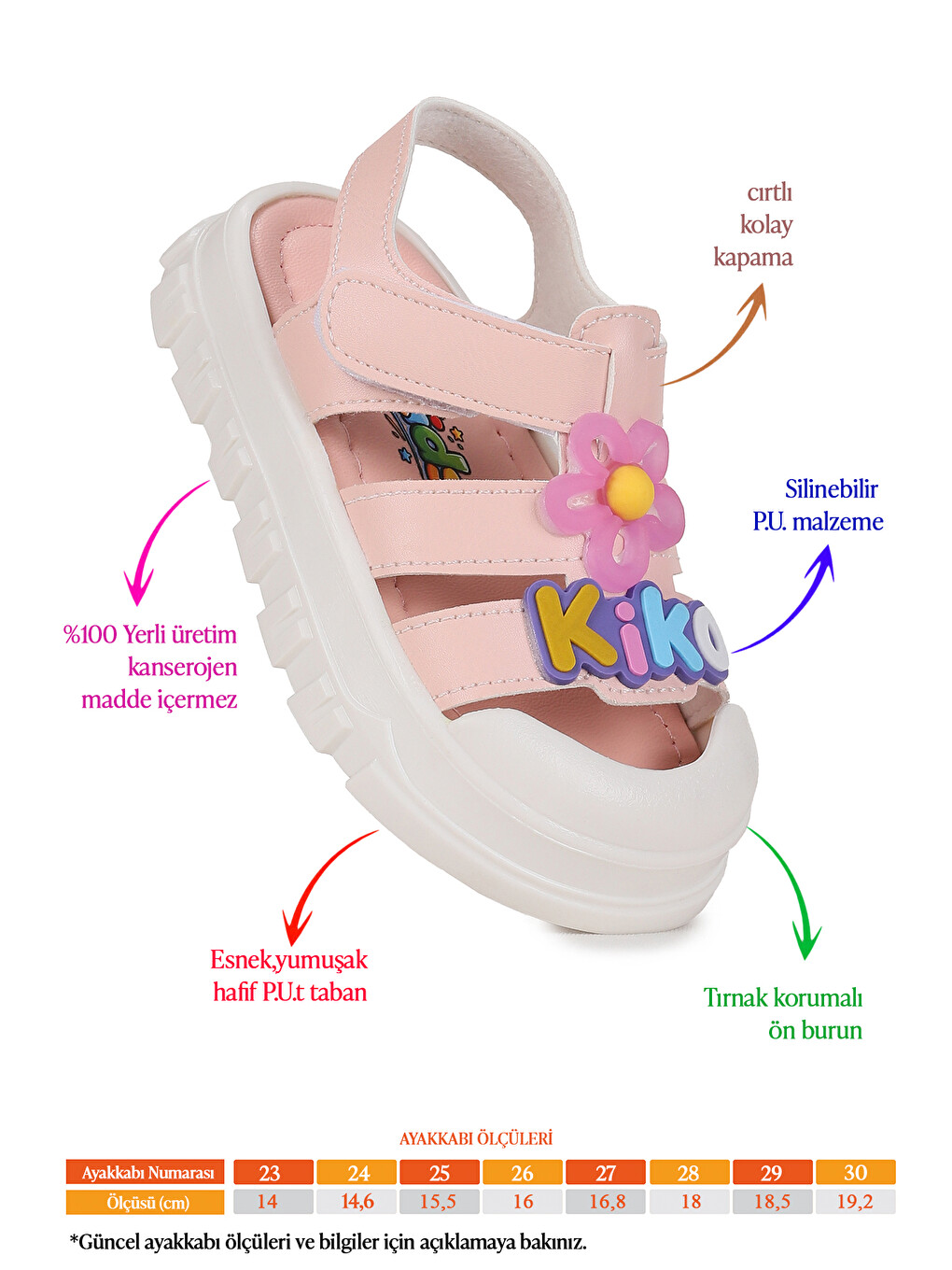 Pembe Jane Hafif Taban Kız Çocuk Sandalet-1