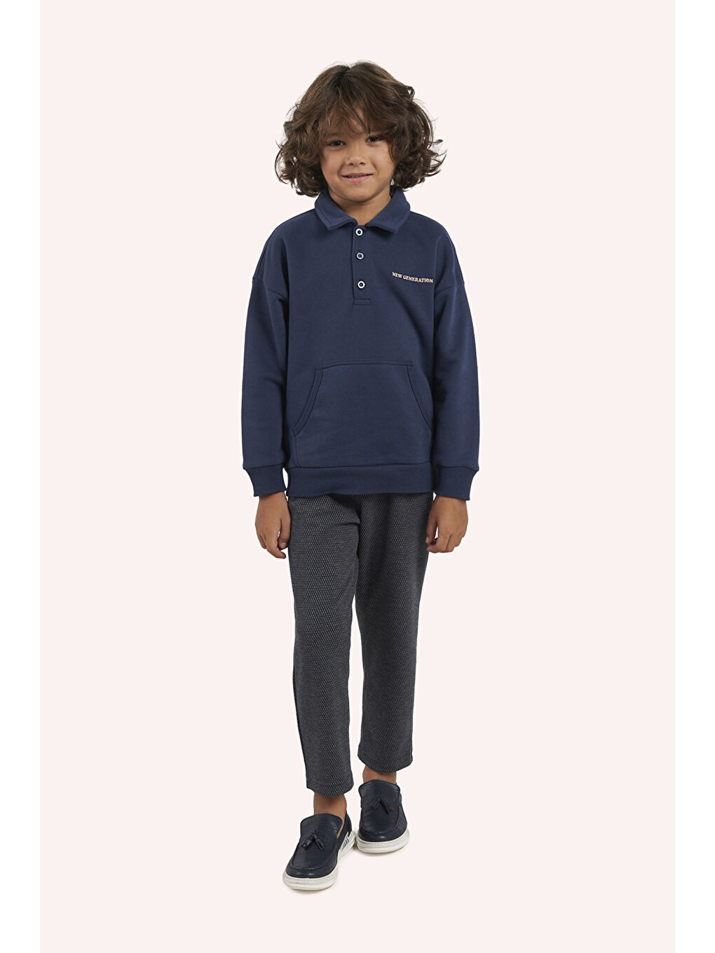 Panço Lacivert Erkek Çocuk Yakalı Sweatshirt