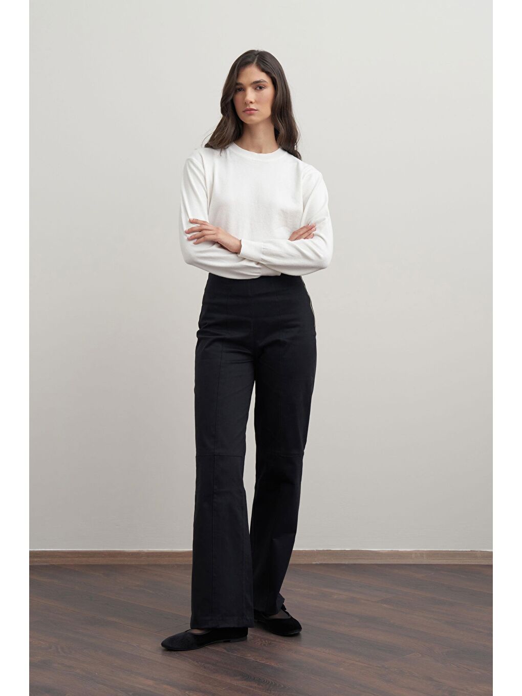 Siyah-Parçalı Gabardin Pantolon