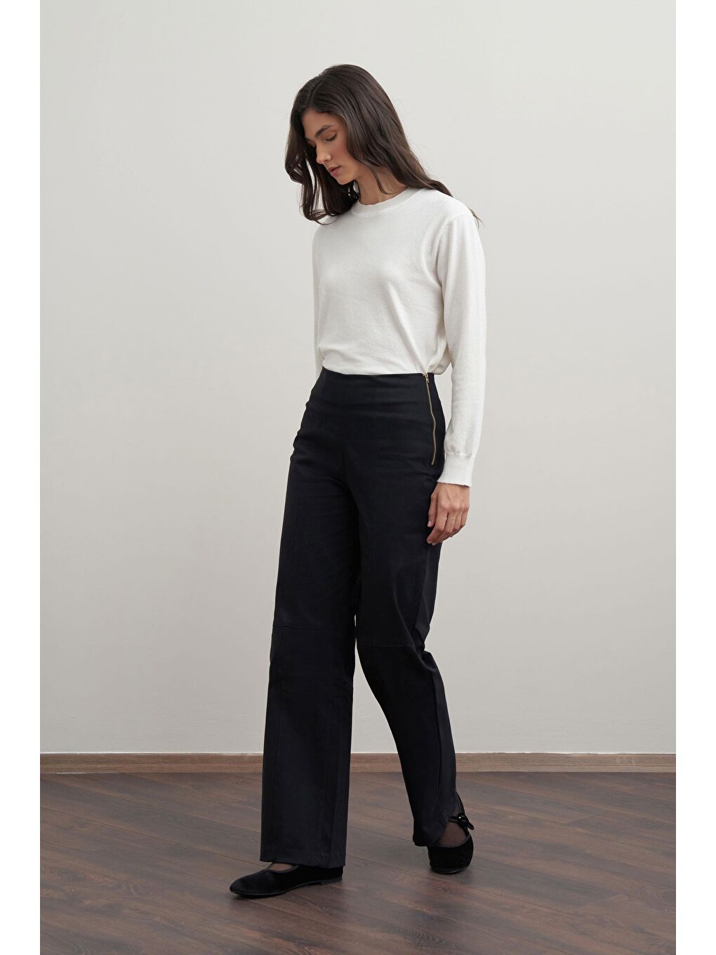 Siyah-Parçalı Gabardin Pantolon-2