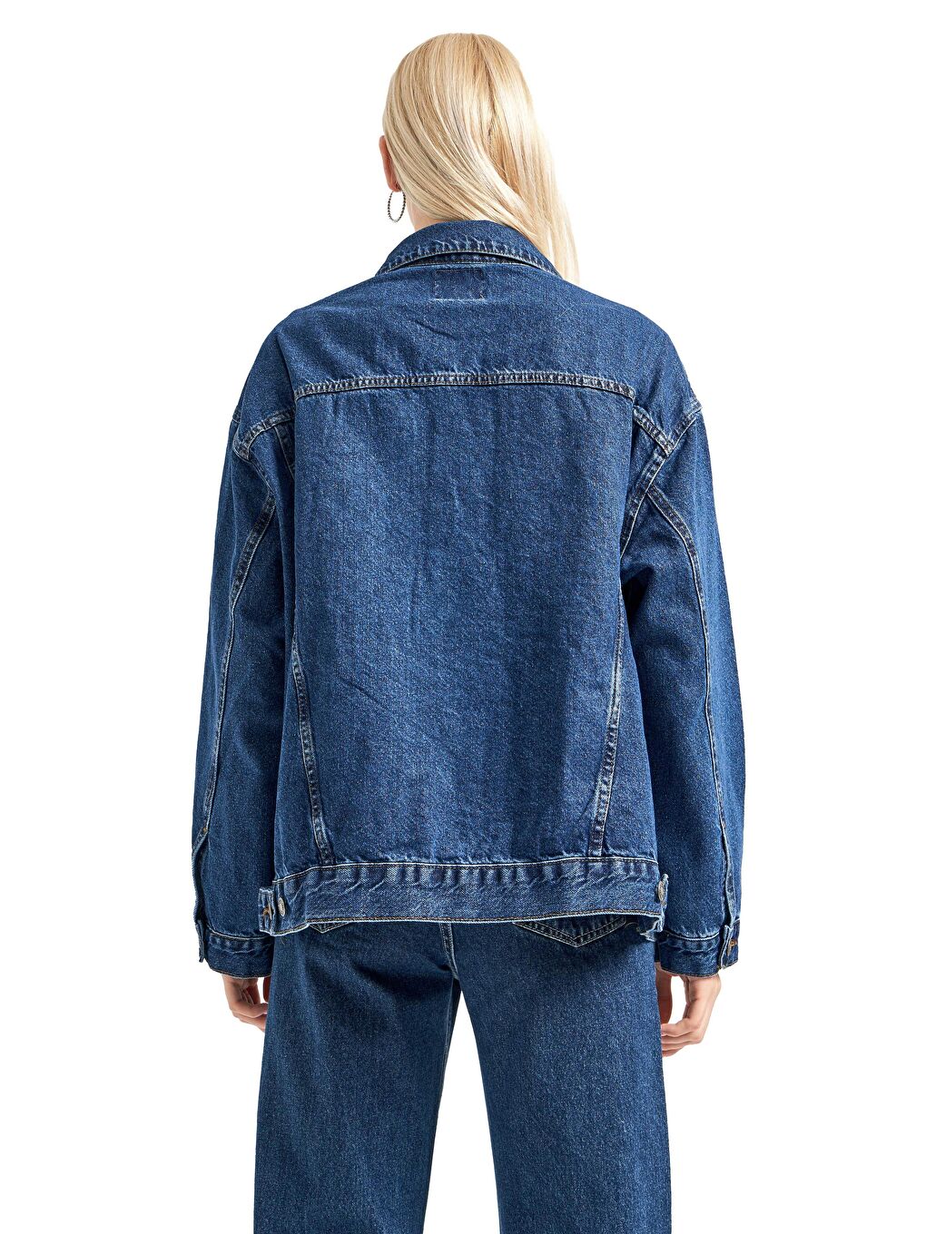 it's basic Mavi Kadın Mavi Renk Oversize %100 Pamuk Denim Ceket - 4