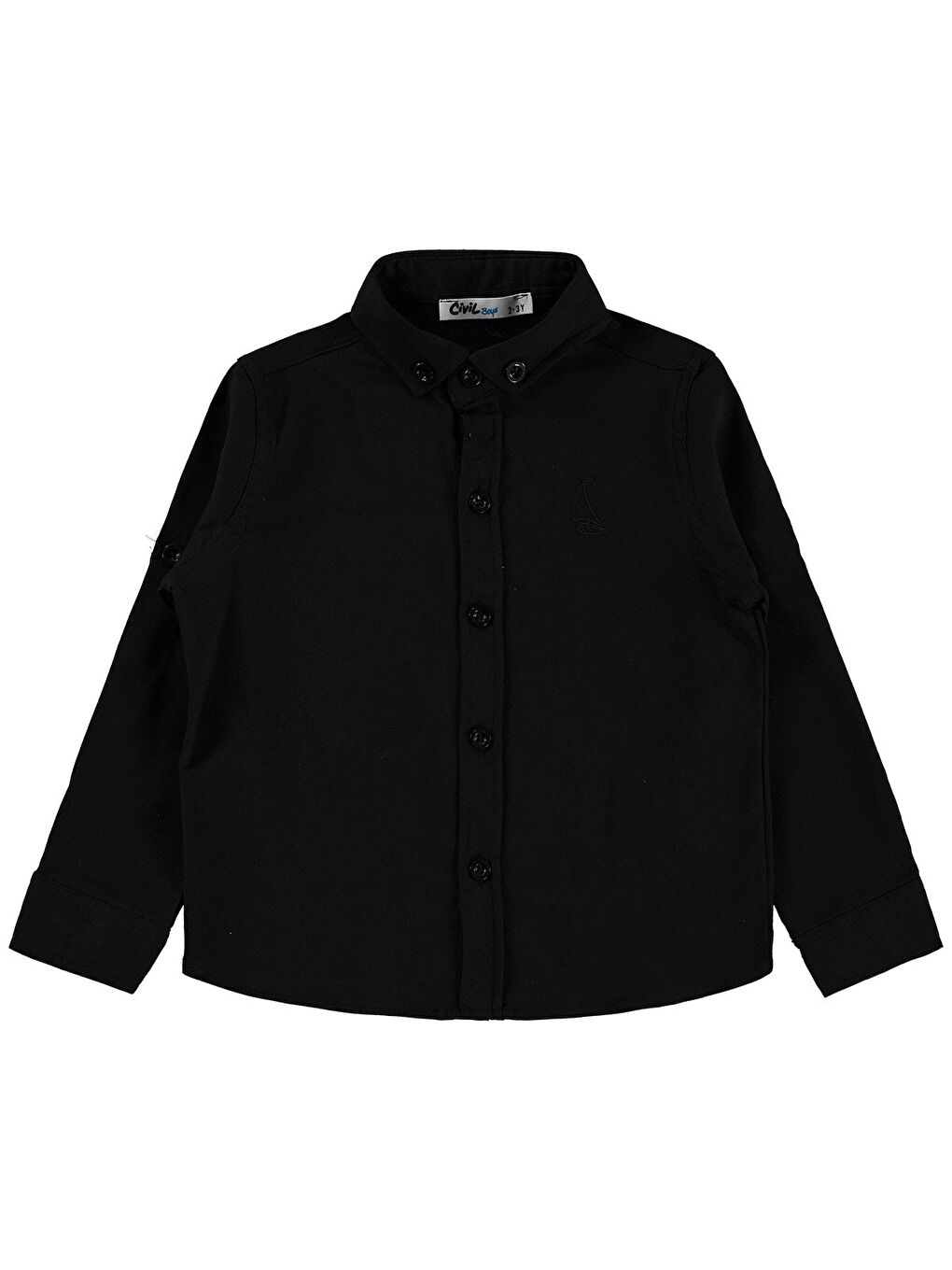 Boys Yelken Nakışlı 2-5 Yaş Gömlek - Siyah