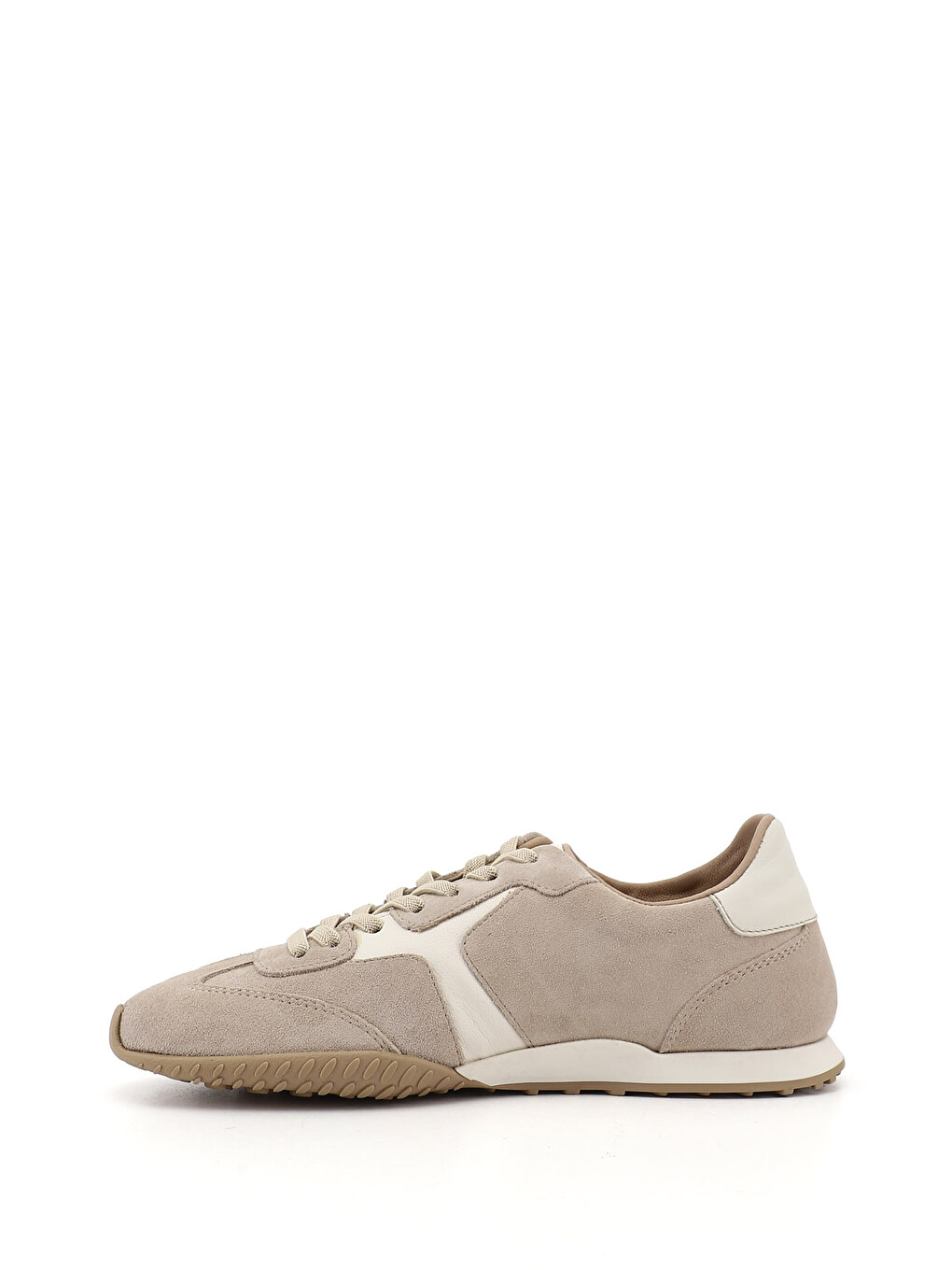 Kadın Bej Lastik Bağcıklı Hakiki Deri Sneaker-3