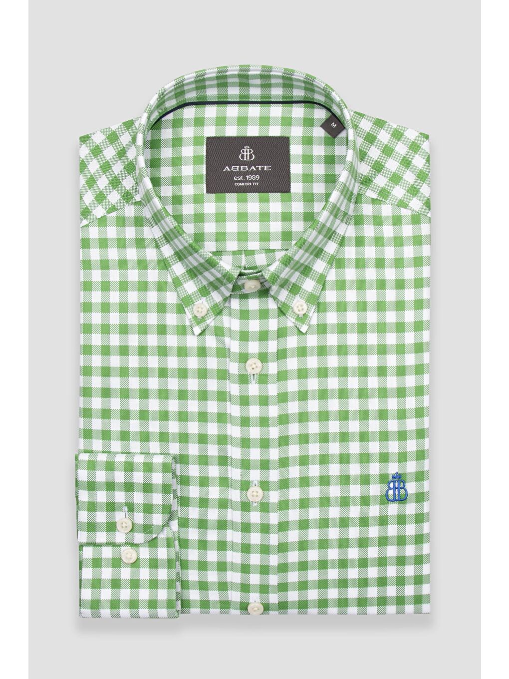 Lusso Twill Pamuklu Comfort Fit Yeşil Düğmeli Yaka Erkek Kareli %100 Pamuk Gömlek-4
