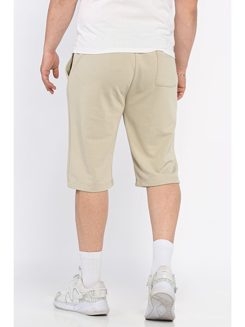 Bej Erkek Bel Bağcıklı Şort-2