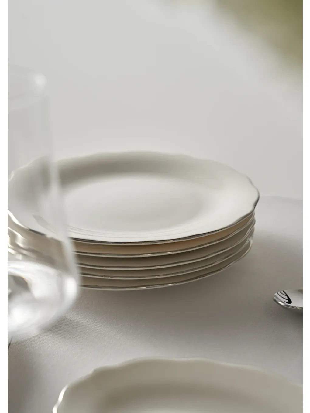 Gri Victoria Porselen 24 Parça 6 Kişilik Yemek Takımı Silver-5