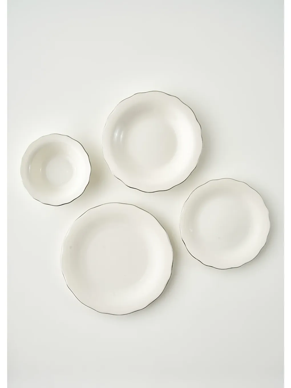 Gri Victoria Porselen 24 Parça 6 Kişilik Yemek Takımı Silver-6