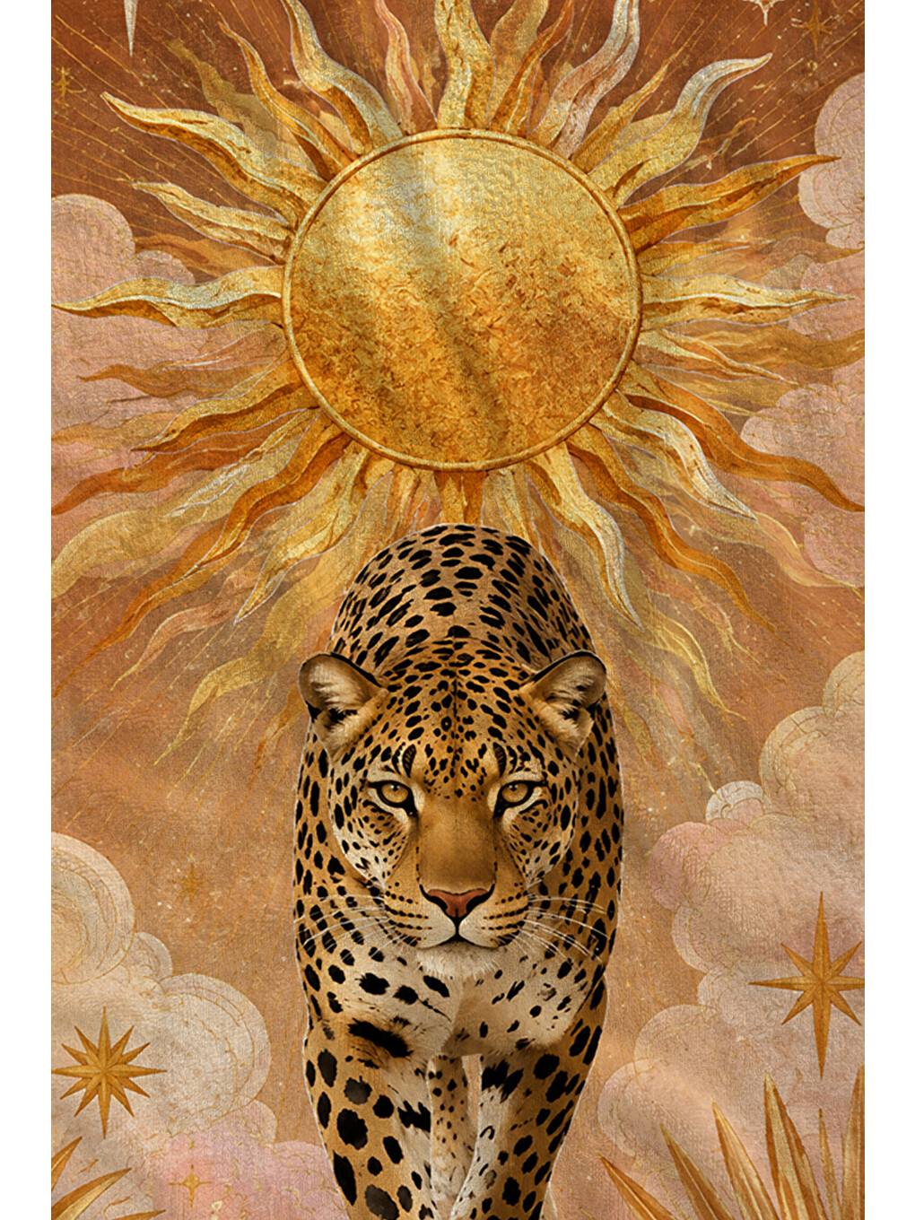 Yeşil Maximalist Leopar Güneş Ve Botanik Desenli 70x150 Plaj Havlusu - Dijital Baskılı Banyo Havlusu-2