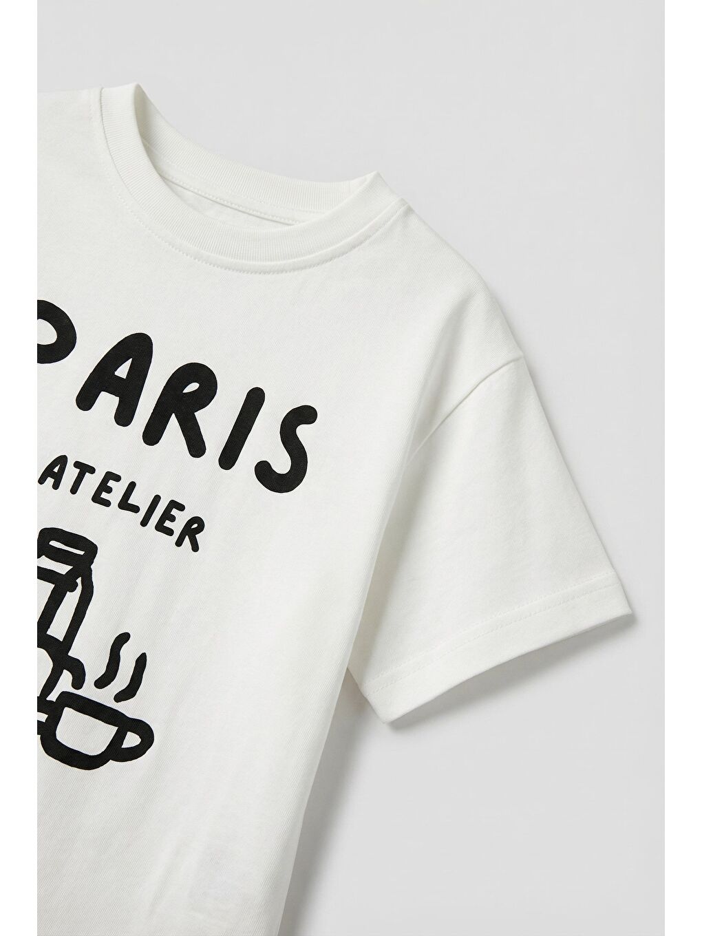 Karışık Unisex Çocuk Pamuklu Ekru Baskılı Tişört Çizgili Takım - Siyah Beyaz-1