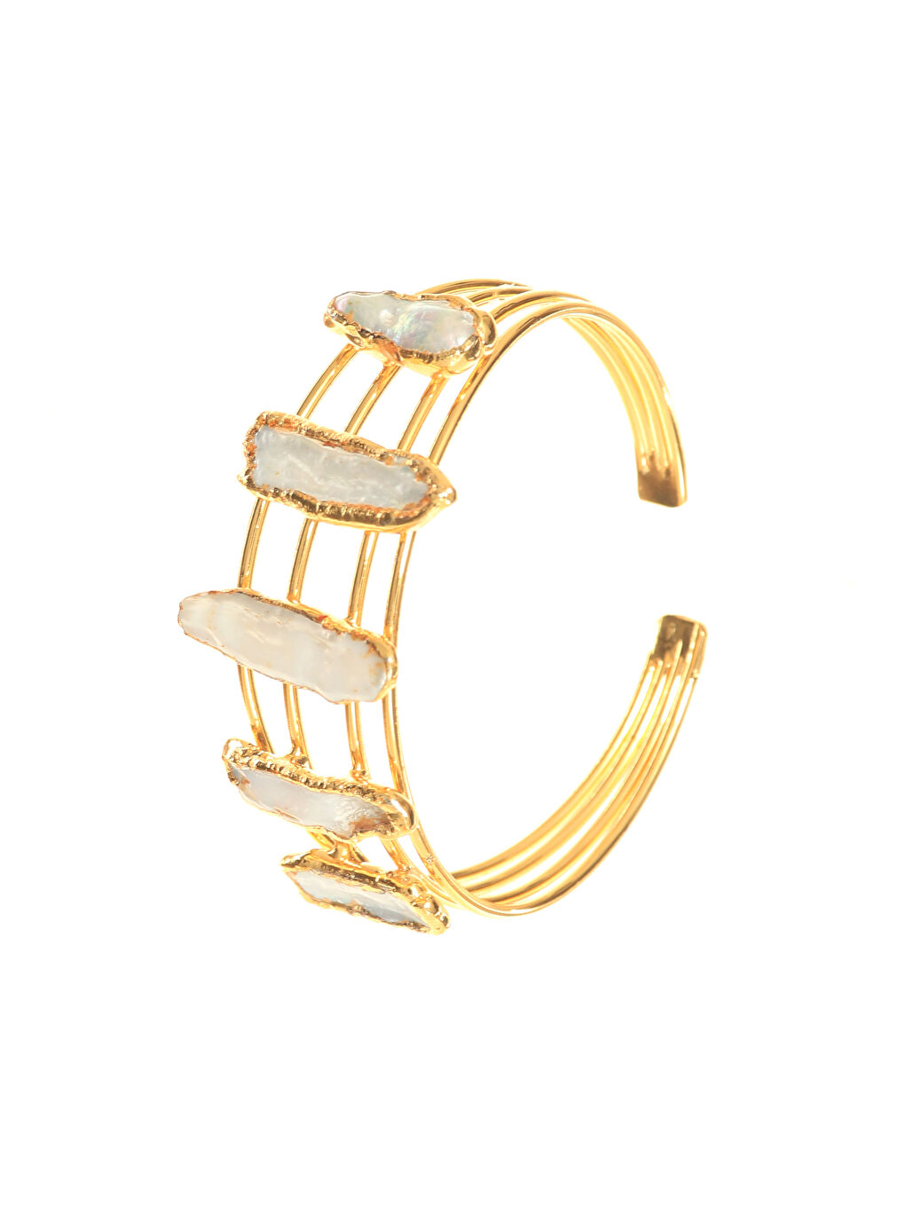 Sarı Kadın İnci Detaylı Dört Telli El Yapımı Tasarım Bileklik