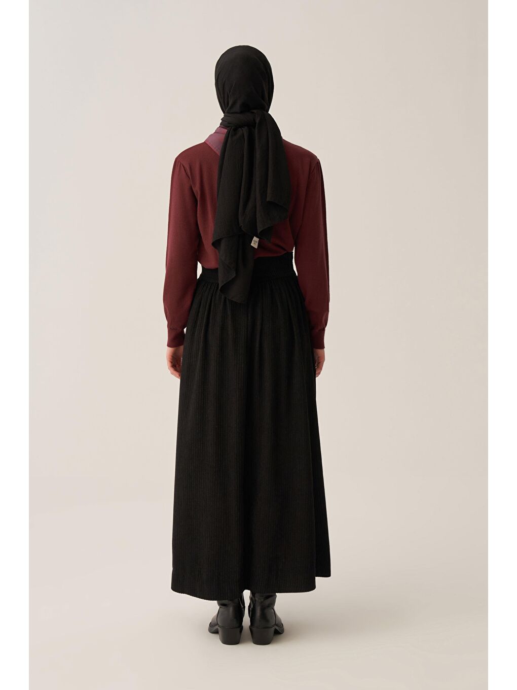 Siyah-Fitilli Kadife Kloş Etek-3