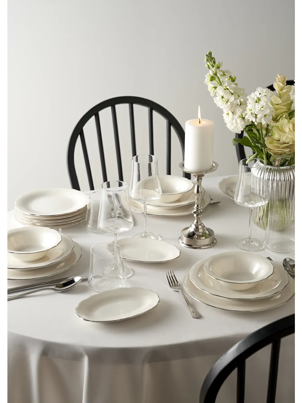 Gri Victoria Porselen Sunum Tabağı Silver (25 cm)-2