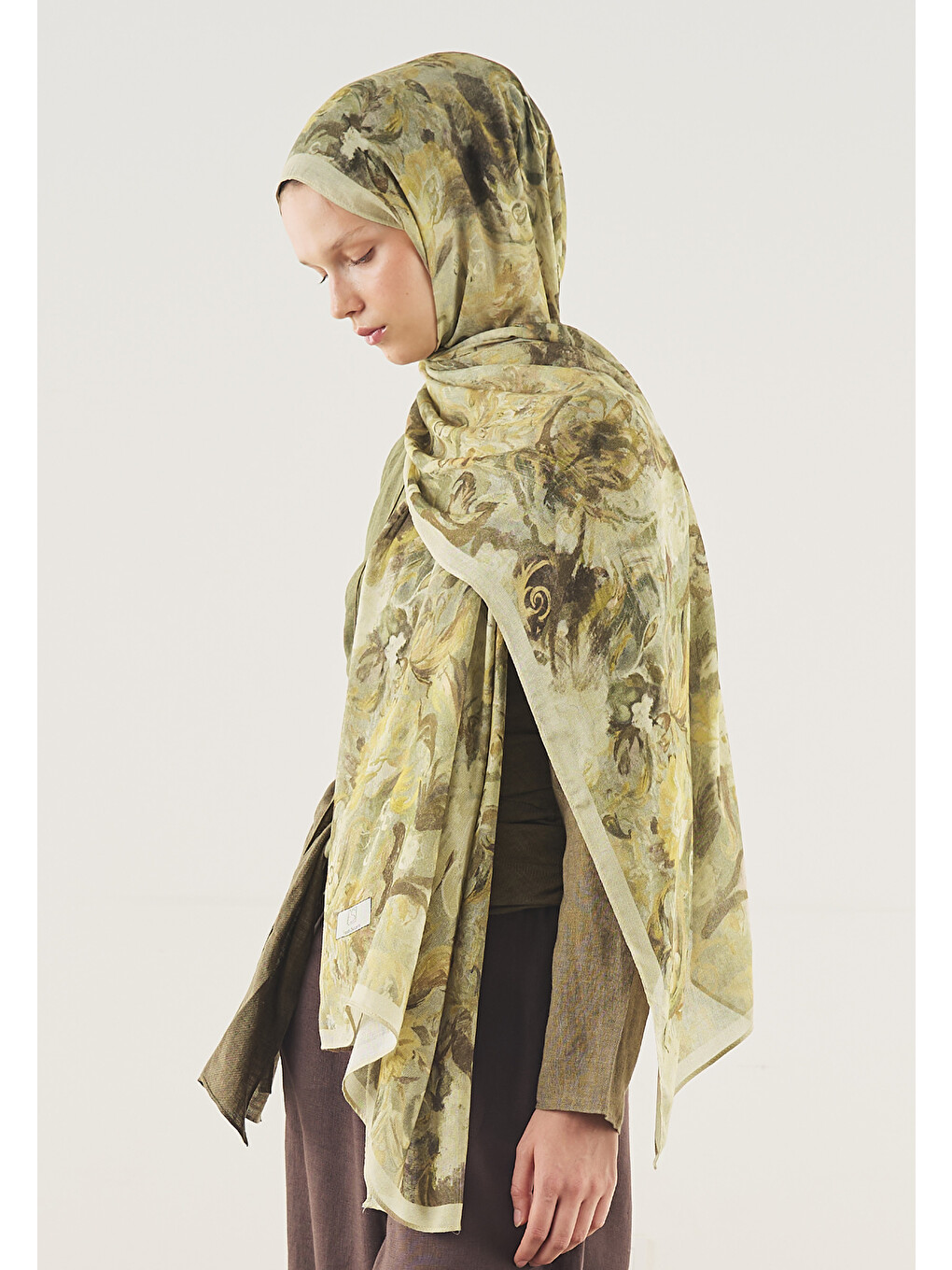 Floral Legacy Desen Soft Viskon Şal Çağla Yeşili
