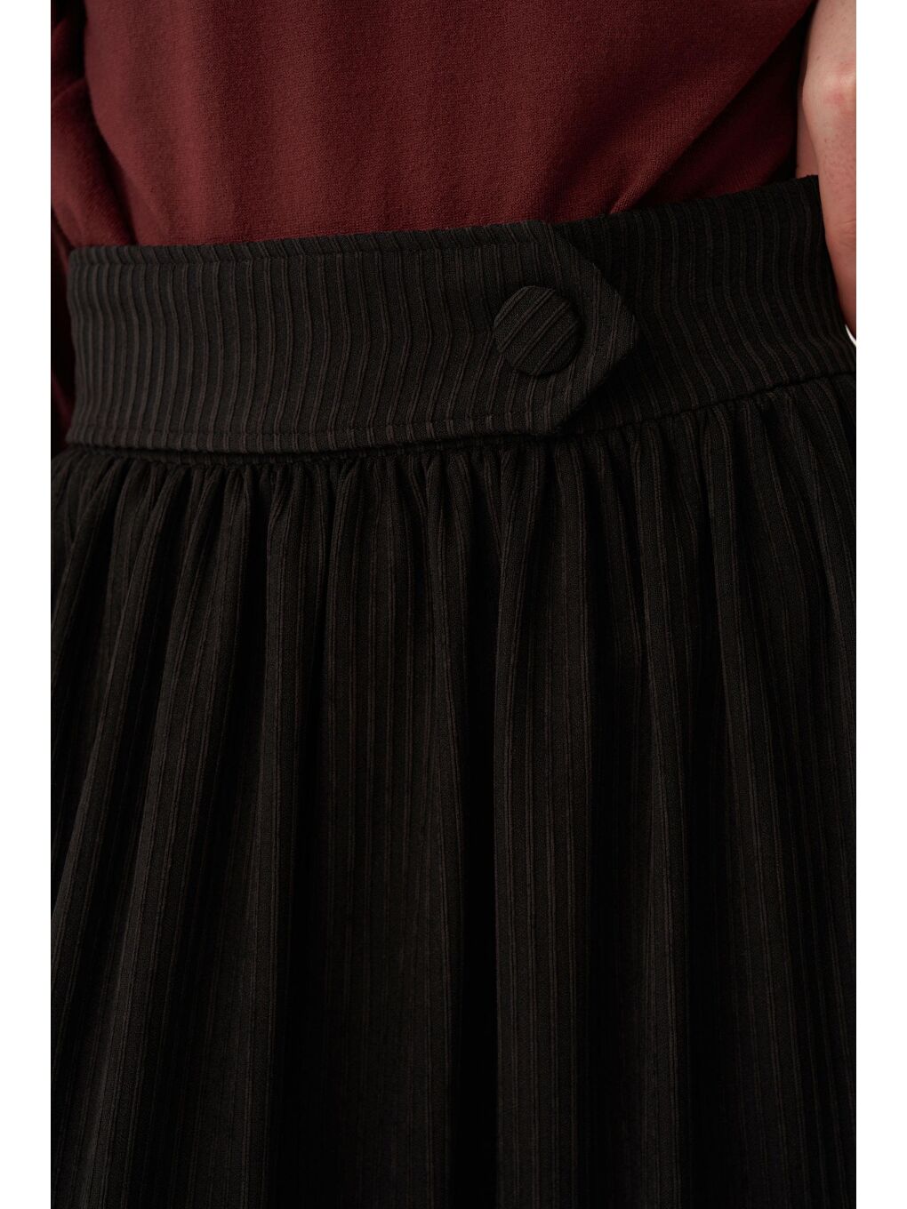 Siyah-Fitilli Kadife Kloş Etek-5