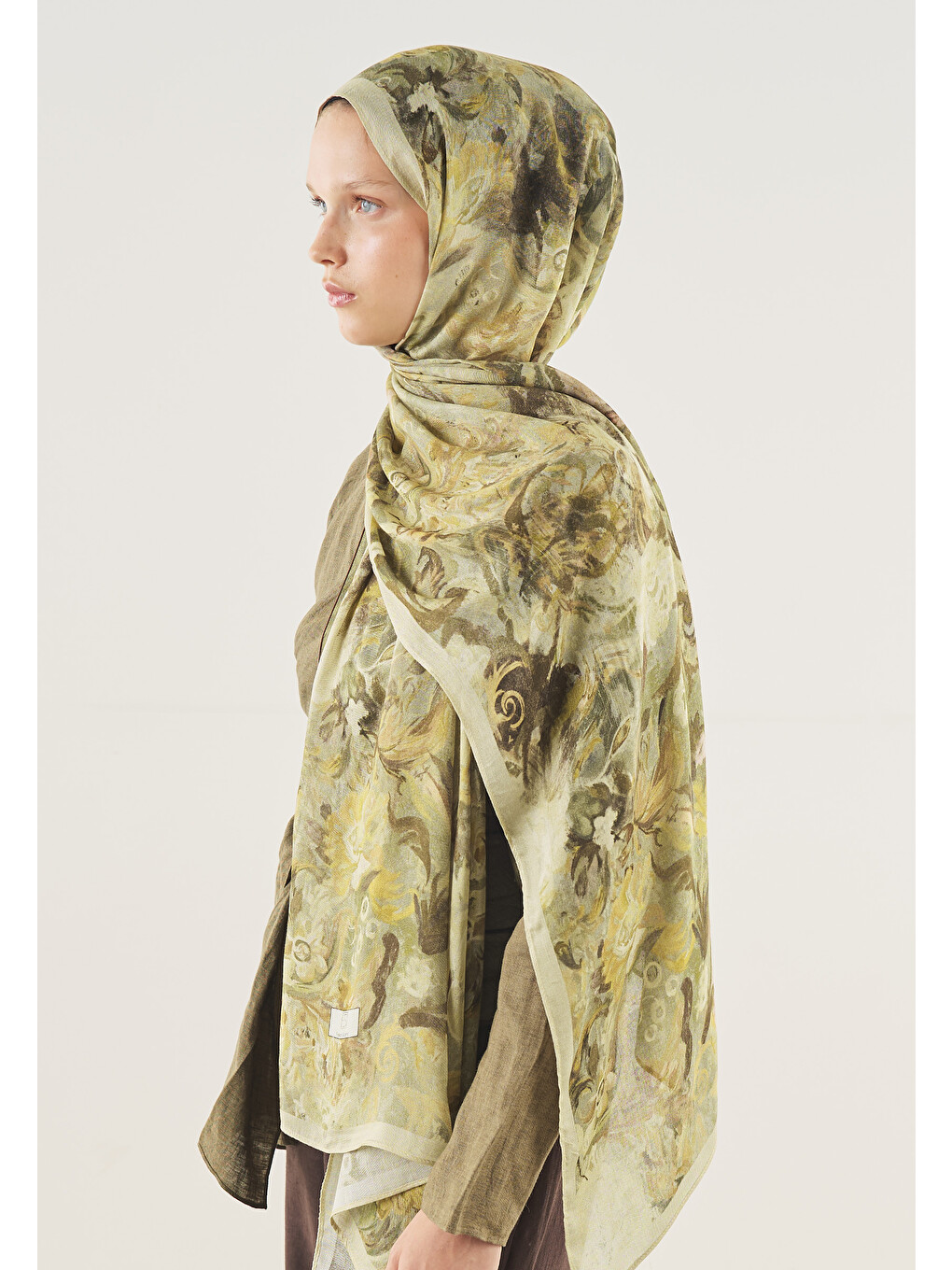 Floral Legacy Desen Soft Viskon Şal Çağla Yeşili-2