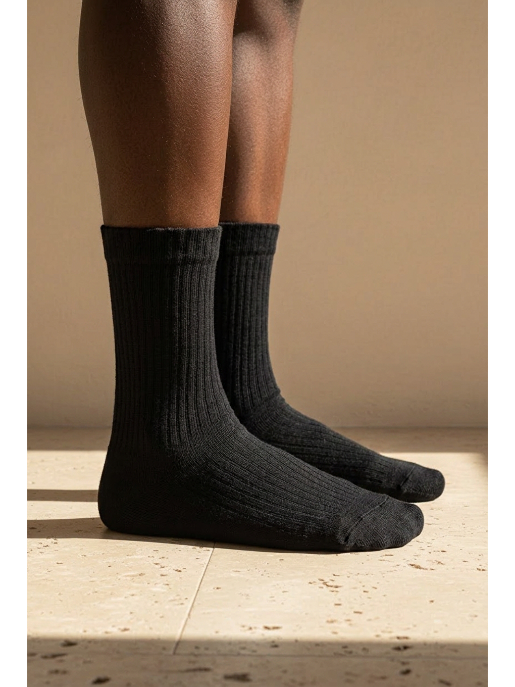 Unisex Basic Siyah Soket Çorap-1