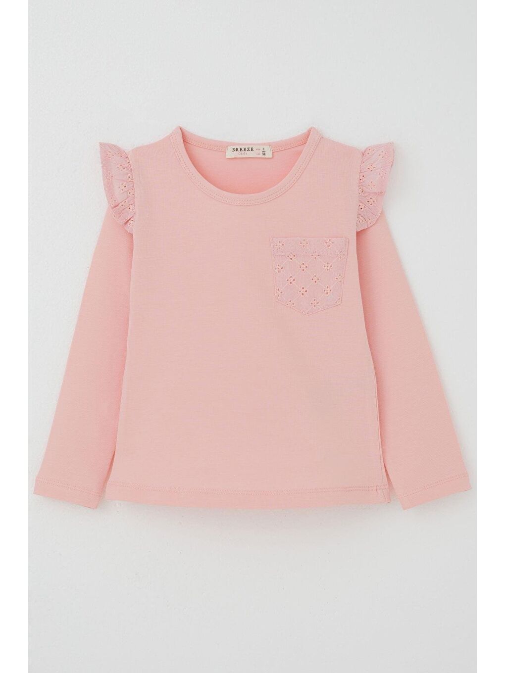 Kız Çocuk Uzun Kollu Tişört Basic Güpürlü Pembe (3-6 Yaş)-3